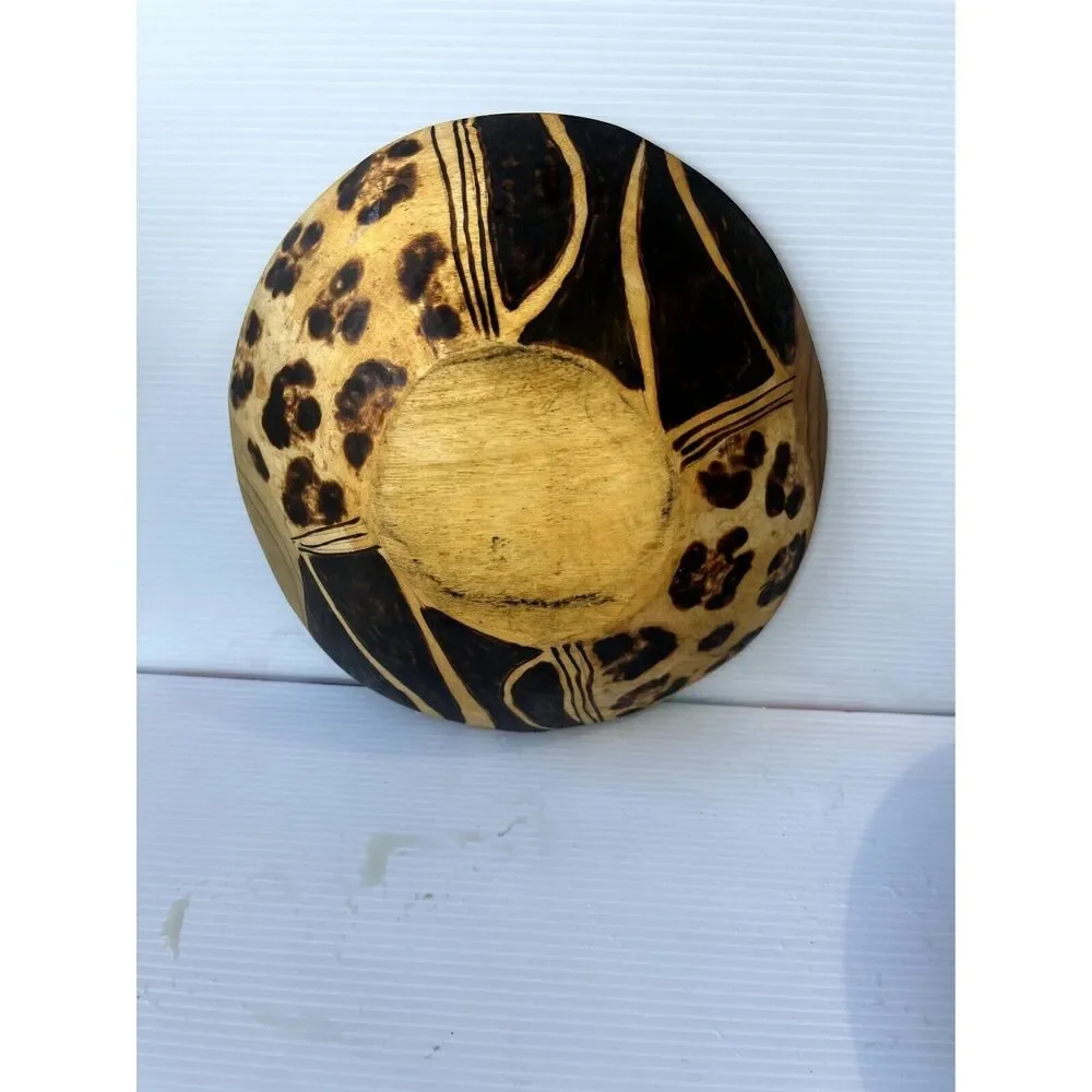 Wood Bowls Hand Carved/Painted/Incised 3 Bowls Each Different Rustic Boho